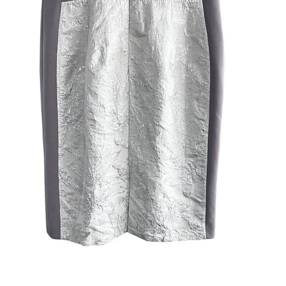 NWT Hilton Hollis Dress Size 10 White Silver Metallic Gray Mix Floral Jacquard - Picture 7 of 16